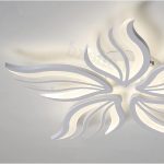 Lustra LED cu telecomanda SAKURA 60W, 5 Petale, lumina Rece/Calda/Neutra, Dimabila, Alb - imagine 2