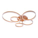 Lustra LED cu telecomanda ,5 Cercuri, lumina Rece/Calda/Neutra, Dimabila, Auriu