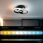 Lustra LED VERTEX CIRCULA 21W, 2 Cercuri, Rame Metalice, lumina Rece/Calda/Neutra, Negru - imagine 4