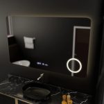 Oglinda LED Rectangulara, 100x60cm, Celeste MotionGlow Marcello, Sistem Dezaburire, Ceas & Termometru, Lupa Cosmetica, Dimabila - imagine 3