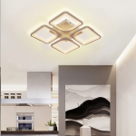 Lustra LED cu telecomanda ZOE 53W, 4 Patrate, lumina Rece/Calda/Neutra, Dimabila, Alb - imagine 3