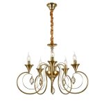 Candelabru Cristal Frederick 5xE14, Diametru 45cm, Auriu, Inaltime Reglabila