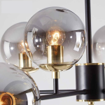 Lustra Jermija cu Abajur, 8x E27, Auriu Negru - imagine 2