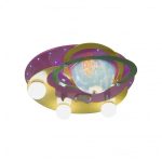 Lustra Beti, 3*E27, Roz cu Galben, Metal si Lemn - imagine 2