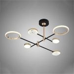 Lustra LED AUGUSTUS 40W, 6 Elemente, Liniara, lumina Rece/Calda/Neutra, Auriu Lucios Negru