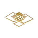 Lustra LED cu telecomanda LELAHEL 190W, 4 Patrate, lumina Rece/Calda/Neutra, Dimabila, Auriu