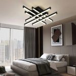 Lustra LED cu telecomanda MORA 120W, 6 Elemente, Liniara, lumina Rece/Calda/Neutra, Dimabila, Negru