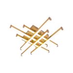 Lustra LED cu telecomanda MORA 120W, 6 Elermente, Liniara, lumina Rece/Calda/Neutra, Dimabila, Auriu Lucios