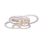 Lustra LED cu telecomanda si cristal NOVA ROTONDA RGB 154W, 6 Cercuri, lumina Rece/Calda/Neutra, Dimabila, Alb - imagine 4