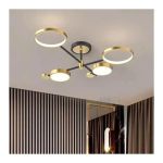 Lustra LED cu telecomanda GRUPCES 80W, 4 Elemente, lumina Rece/Calda/Neutra, Dimabila, Auriu Negru