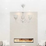 Lustra VINTAGE, tip Pendul cu brate, COTTAGE, Circulara, 3xE27, Sticla si Metal, Alb - imagine 3