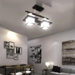 Lustra Clasica Aramis cu Lemn Abajur Patrat 2X E27 Alb Negru