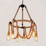Lustra Snuri Rustic 6x E27 Circulara Franghie Suspendata