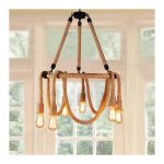 Lustra Snuri Rustic 6x E27 Circulara Franghie Suspendata - imagine 2