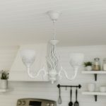 Lustra VINTAGE, tip Pendul cu brate, COTTAGE, Circulara, 3xE27, Sticla si Metal, Alb - imagine 4