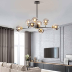 Lustra Jermija cu Abajur, 8x E27, Auriu Negru - imagine 4