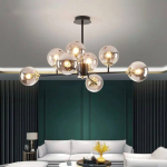 Lustra Jermija cu Abajur, 8x E27, Auriu Negru - imagine 3