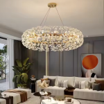 Candelabru Cristal MINUET 12x G9, Diametru 60cm, Auriu Lucios, Inaltime Reglabila - imagine 2