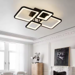 Lustra LED cu telecomanda ELLA 85W, 4 Patrate, lumina Rece/Calda/Neutra, Dimabila, Negru - imagine 3