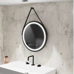 Oglinda LED Rotunda, 60cm, Celeste Majeste Noir Eleve MotionGlow Marcello, Sistem Dezaburire, Ceas & Termometru, Dimabila - imagine 2