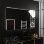 Oglinda LED Rectangulara, 100x60cm, Celeste MotionGlow Marcello, Sistem Dezaburire, Ceas & Termometru, Lupa Cosmetica, Dimabila