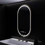 Oglinda LED Ovala, 50x80cm, Roven Senzor MotionGlow Marcello, Sistem Dezaburire, Ceas & Termometru, Dimabila