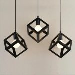 Lustra Forma Cub, STRUKTUR Linear Trio, 3x E27, Negru, Metal - imagine 3