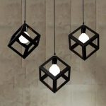 Lustra Forma Cub, STRUKTUR Linear Trio, 3x E27, Negru, Metal - imagine 2